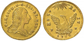 PALERMO Carlo di Borbone (1734-1759) Oncia 1754 sigla P N - MIR 568/5 AU (g 4,41) Minimi graffietti di conio al D/, bel metallo brillante
SPL+/FDC
