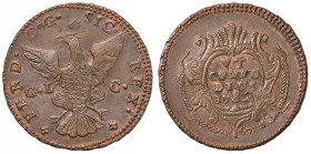 PALERMO Ferdinando III (1759-1816) 2 Grani 1782 - MIR 629/7 CU (g 8,55) Piccole screpolature ma bell’esemplare con ancora zone in rame rosso
SPL