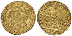PARMA Ottavio Farnese (1547-1586) Scudo d’oro 1557 - MIR 924/4 AU (g 3,13) RR Leggermente tosato, striature al D/ e al R/ forse da montatura e tondell...