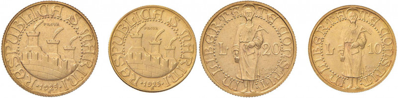 SAN MARINO 20 e 10 Lire 1925 Prova - P.P 564/573 AU RRRR Solo 25 pezzi coniati
...