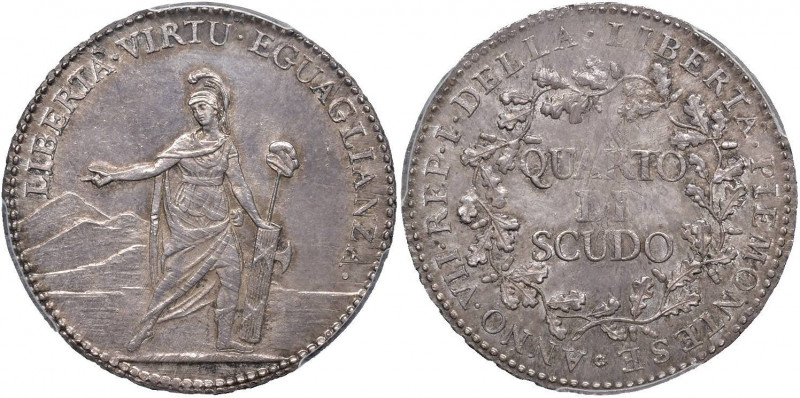TORINO Repubblica Piemontese (1798-1799) Quarto di scudo A. VII - Gig. 2 AG RRR ...