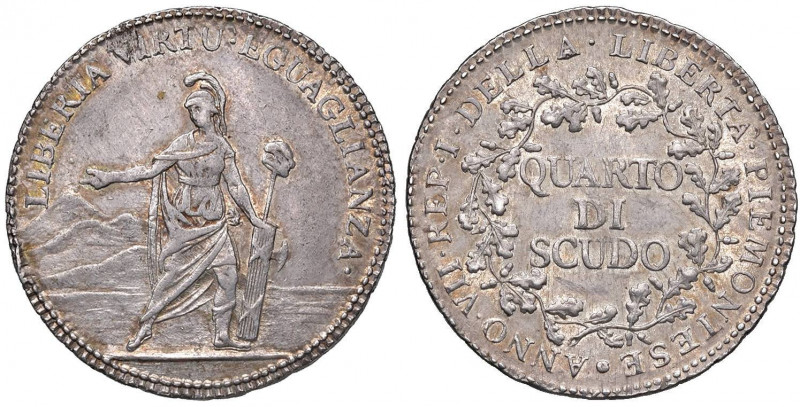 TORINO Repubblica Piemontese (1798-1799) Quarto di scudo A. VII - Gig. 2 AG (g 8...