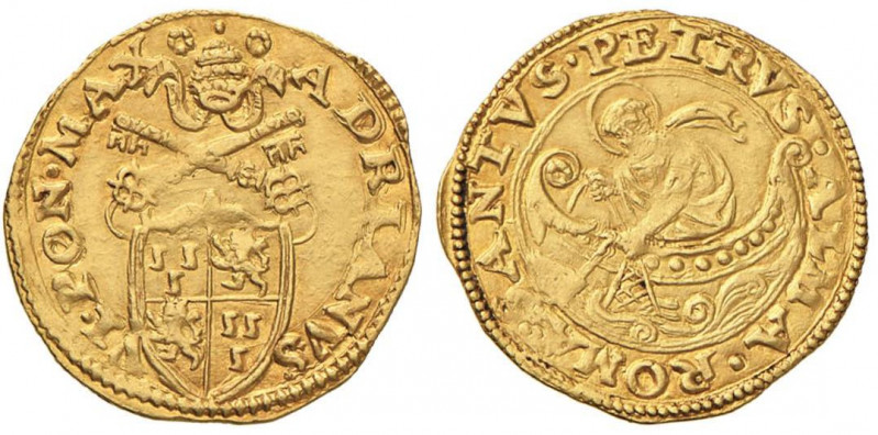 Adriano VI (1522-1523) Fiorino di camera - Munt. 5 AU (g 3,41) RRR Ex NAC 107, l...