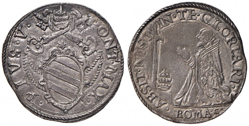 Pio V (1566-1572) Testone - Munt. 3 AG (g 9,13) RR Minime screpolature di conio ...