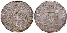 Gregorio XIII (1572-1585) Ancona - Testone 1575 Anno Santo - Munt. 185 AG In slab NGC MS64 5887105-029. Grading eccezionale per questo tipo di moneta...