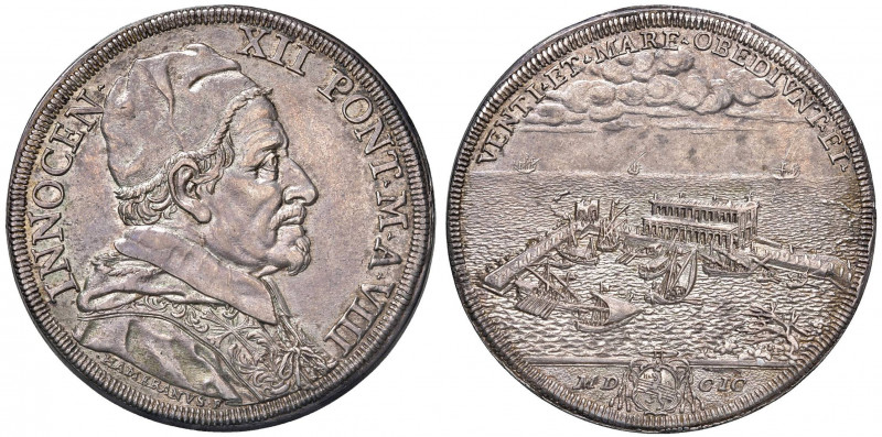 Innocenzo XII (1691-1700) Piastra 1699 A. VIII - Munt. 25 AG (g 32,08) RR Splend...