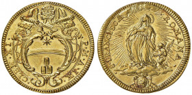 Clemente XI (1700-1721) Doppia A. IX - Munt. 5 AU (g 6,73) RRRR Conservazione eccezionale. Ex NAC, Zurigo, 1 giugno 1994, lotto 365 
FDC