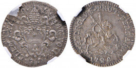 Clemente XI (1700-1721) Ferrara - Doppio grossetto da 26 quattrini 1709 A. IX - Munt. 237 MI (g 2,18) Conservazione eccezionale con argentatura comple...