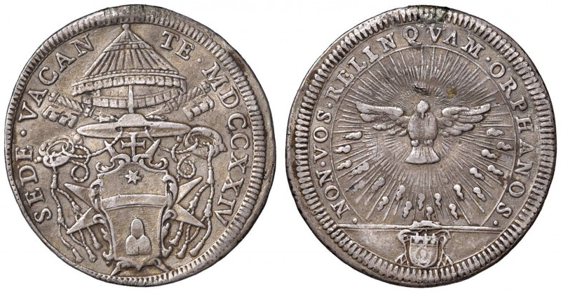 Sede Vacante (1724) Testone 1724 - Munt. 4 AG (g 8,95) RR Traccia di appiccagnol...