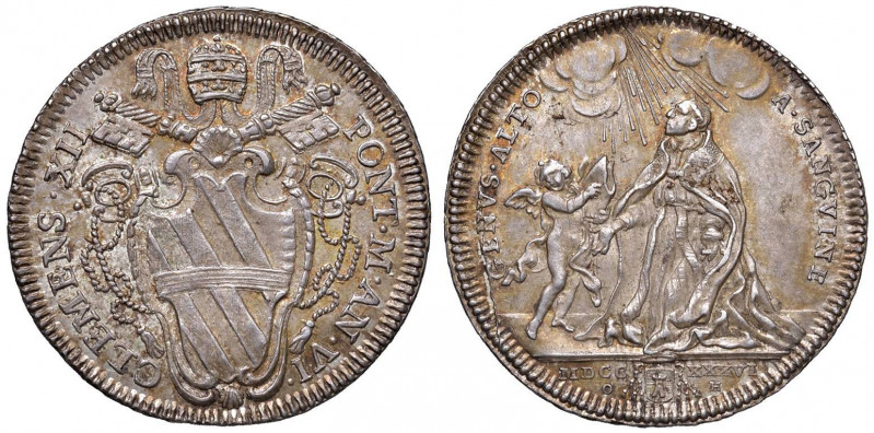 Clemente XII (1730-1740) Testone 1736 A. VI - Munt. 32 AG (g 8,41) RR Bellissimo...