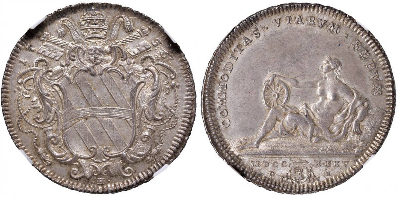 Clemente XII (1730-1740) Testone 1736 - Munt. 23 AG (g 8,43) Conservazione eccez...