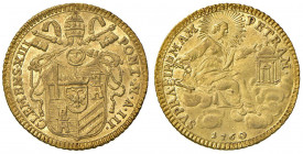 Clemente XIII (1758-1769) Zecchino 1760 A. III - Munt. 4 AU (g 3,40)
SPL/FDC