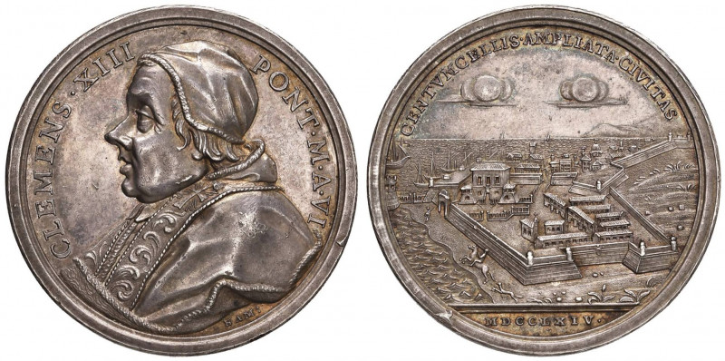 Clemente XIII (1758-1769) Medaglia 1764 A. IV Ampliamento del porto di Civitavec...