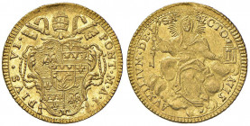 Pio VI (1774-1799) Zecchino 1775 A. I - Munt. 8 AU (g 3,43) Schiacciatura al margine ad h 12
qFDC