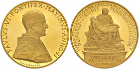 Paolo VI (1963-1978) Medaglia 1964-1965 annuale a ricordo del VI centenario della morte di Michelangelo D/ PAULUS VI PONTIFEX MAXIMUS ANNO II. Busto a...