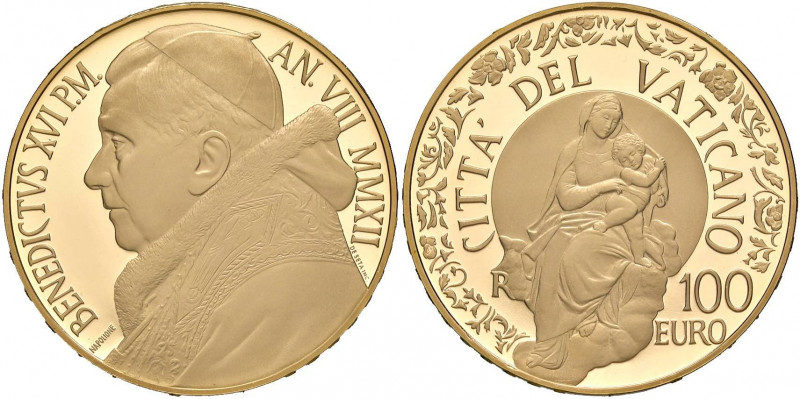 Benedetto XVI (2005-2013) 100 Euro 2012 - AU (g 30,00) La Madonna di Foligno. In...