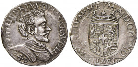 Emanuele Filiberto (1553-1580) Testone 1561 Asti - MIR (nuova edizione) 586; Rav. 10 (questo esemplare illustrato) AG (g 9,31) RRR Corrosioni marginal...