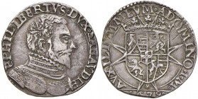 Emanuele Filiberto (1553-1580) Testone 1579 Chambery - MIR (nuova edizione) 588b; Rav.M. 12 (questo esemplare illustrato) AG (g 9,34) RRR Graffietti s...