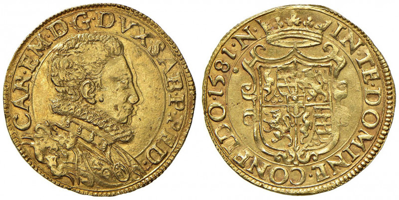 Carlo Emanuele I (1580-1630) Doppia 1581 Nizza - MIR (nuova edizione) 665b AU (g...