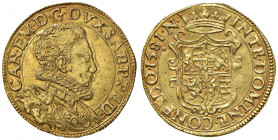 Carlo Emanuele I (1580-1630) Doppia 1581 Nizza - MIR (nuova edizione) 665b AU (g 6,55) RRR Leggermente ribattuta al D/ ma ottimo esemplare
SPL