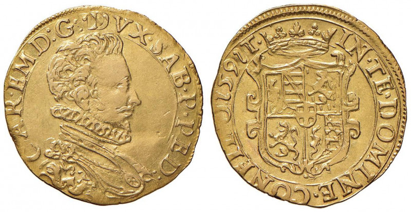 Carlo Emanuele I (1580-1630) Doppia 1591 Torino - MIR (nuova edizione) 581 AU (g...