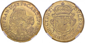 Carlo Emanuele II (reggenza della madre Maria Cristina di Francia, 1638-1648) Quadrupla 1642 al torchio - MIR (nuova edizione) 851b (indicata R/9) AU ...