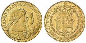 Vittorio Amedeo II (reggenza della madre, Maria Giovanna Battista, 1675-1680) Mezza doppia 1677 - MIR (nuova edizione) 945c AU (g 3,33) RRR Frattura d...