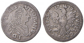 Vittorio Amedeo II (1680-1730) Tarì 1713 Palermo - MIR (nuova edizione) 1008/b (variante con I D, indicata R/8) AG (g 2,48) RRRR Ex collezione Ruggero...
