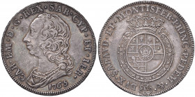 Carlo Emanuele III (1755-1773) Scudo 1765 - Nomisma 157 AG (g 35,16) Bellissimo esemplare con una superba patina di vecchia raccolta 
SPL+