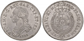 Vittorio Amedeo III (1773-1796) Mezzo scudo 1781 - Nomisma 334 (indicato R/4); MIR (nuova edizione) 1098i (indicato R/7) AG (g 17,56) RRRR Colpo al bo...