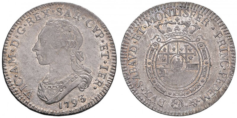 Vittorio Amedeo III (1773-1796) Quarto di scudo 1793 - Nomisma 362 (indicato R/3...