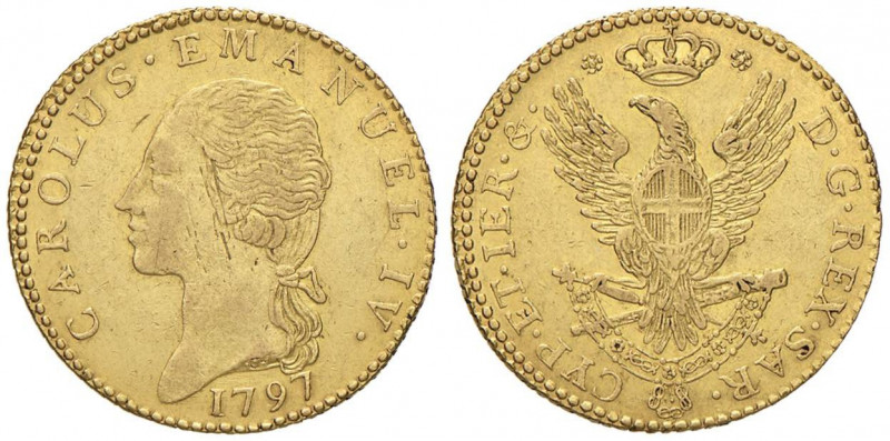 Carlo Emanuele IV (1796-1802) Doppia 1797 - Nomisma 474 AU (g 9,11) R Graffietti...