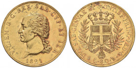 Vittorio Emanuele I (1814-1821) 80 Lire 1821 - Nomisma 507 AU RRR Minimi colpetti al bordo e modestissime macchie al D/ ma esemplare di conservazione ...