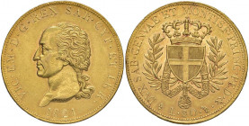 Vittorio Emanuele I (1814-1821) 80 Lire 1821 - Nomisma 507 AU RRR Minimi colpetti al bordo ma bell’esemplare con bei fondi
qSPL/SPL