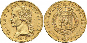 Vittorio Emanuele I (1814-1821) 20 Lire 1819 - Nomisma 511 AU R Splendido esemplare, millesimo rarissimo in questa conservazione 
SPL+
