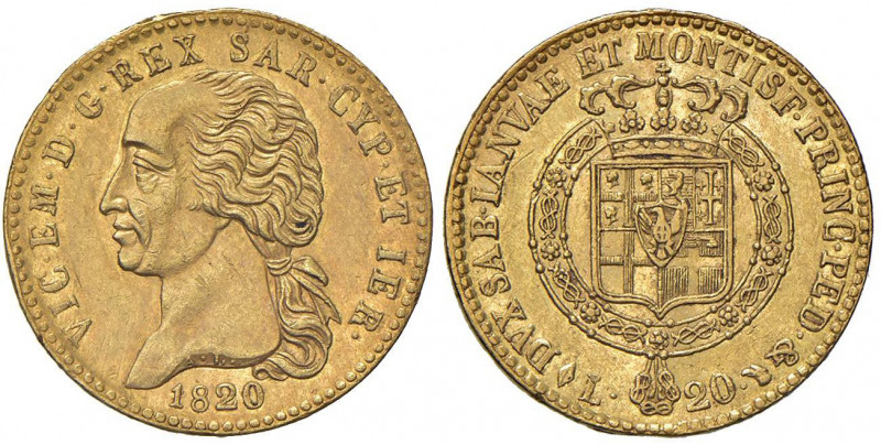 Vittorio Emanuele I (1814-1821) 20 Lire 1820 - Nomisma 512 AU R Colpetto al bord...