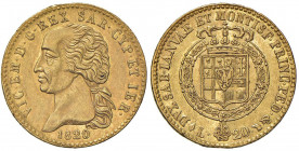 Vittorio Emanuele I (1814-1821) 20 Lire 1820 - Nomisma 512 AU R Colpetto al bordo 
SPL