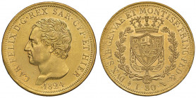 Carlo Felice (1821-1831) 80 Lire 1824 T - Nomisma 522 AU R Fondi speculari, splendido esemplare
qFDC