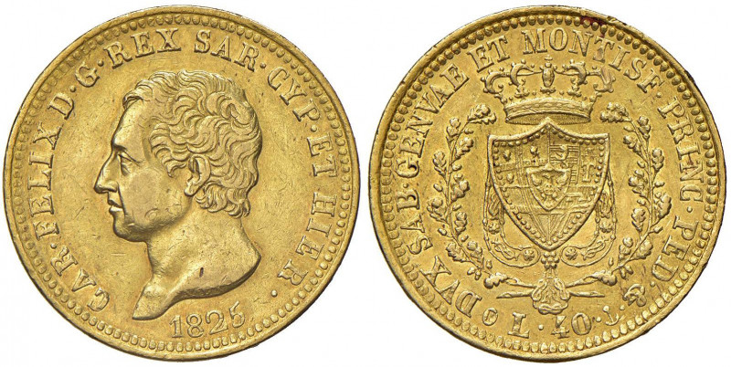Carlo Felice (1821-1831) 40 Lire 1825 G - Nomisma 536 AU RR Soli 3.994 esemplari...