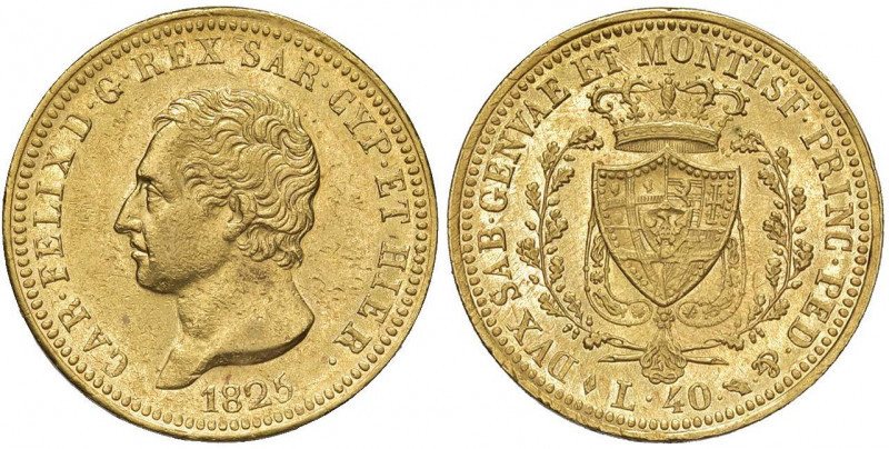 Carlo Felice (1821-1831) 40 Lire 1825 T - Nomisma 537 AU R Porosità al D/ ma ese...