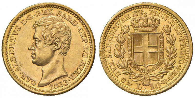 Carlo Alberto (1831-1849) 10 Lire 1833 G - Nomisma 667 AU RR Minimo graffietto s...