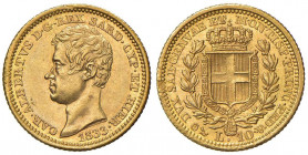 Carlo Alberto (1831-1849) 10 Lire 1833 G - Nomisma 667 AU RR Minimo graffietto sul collo al D/ ma esemplare di grande qualità 
qFDC