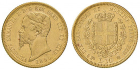 Vittorio Emanuele II (1849-1861) 10 Lire 1850 T - Nomisma 765 AU RR Bei fondi lucenti
SPL
