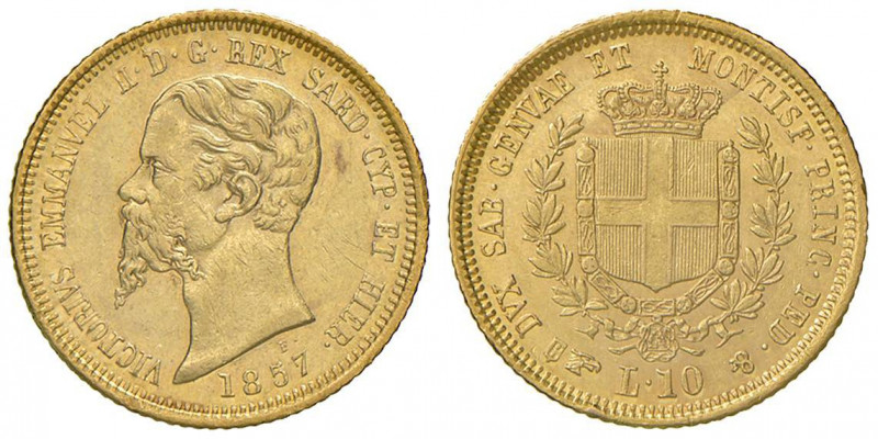 Vittorio Emanuele II (1849-1861) 10 Lire 1857 T - Nomisma 768 AU R
SPL