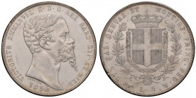 Vittorio Emanuele II (1849-1861) 5 Lire 1850 T - Nomisma 772 AG RR Insignificanti segnetti ma esemplare di conservazione eccezionale sigillato FDC da ...