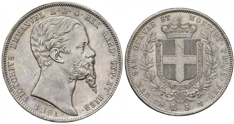 Vittorio Emanuele II (1849-1861) 5 Lire 1851 G - Nomisma 773; Pag. 372 AG R Mini...