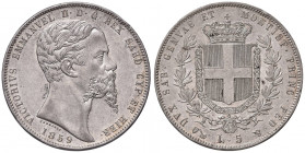 Vittorio Emanuele II (1849-1861) 5 Lire 1859 G - Nomisma 788 AG R Colpo al bordo 
 qFDC