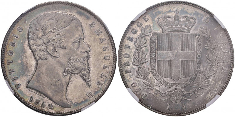 Vittorio Emanuele II re eletto (1859-1861) 5 Lire 1859 B - Nomisma 823 AG RR In ...
