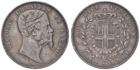 Vittorio Emanuele II re eletto (1859-1861) 2 Lire 1861 F - Nomisma 828 AG RRRR Colpetti al bordo
BB