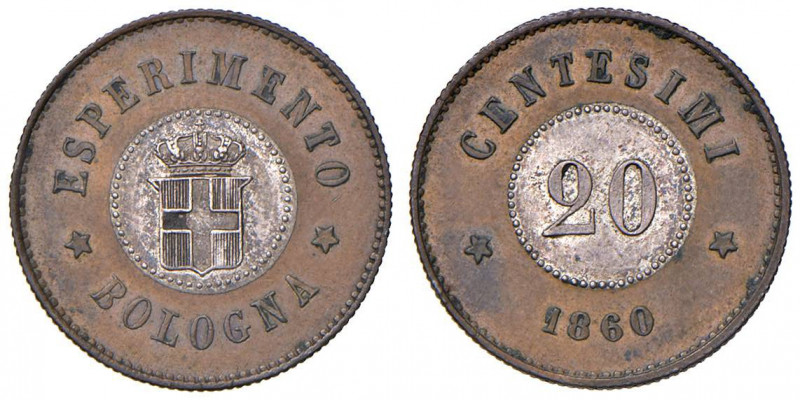 Studi per la monetazione del Regno (1860-1861) Bologna - 20 Centesimi 1860 - P.P...